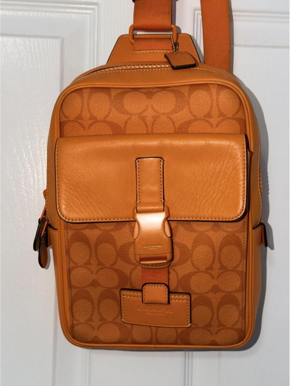 Coach Track Pack In Colorblock Signature Canvas Orange